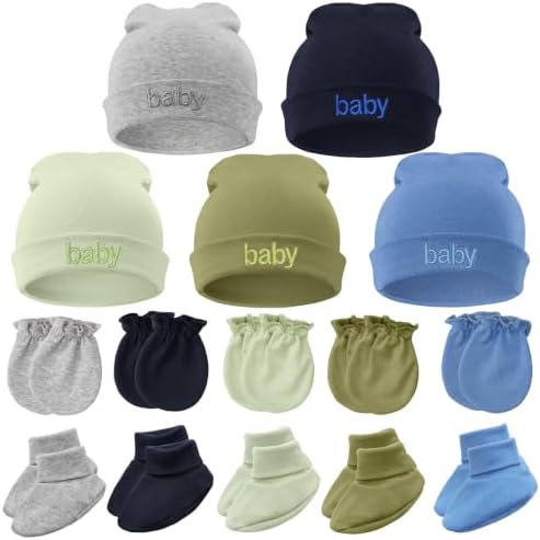 BQUBO Newborn Baby Hat Mittens Socks Set Infant Cotton Beanie Gloves Thick Warm by DRESHOW