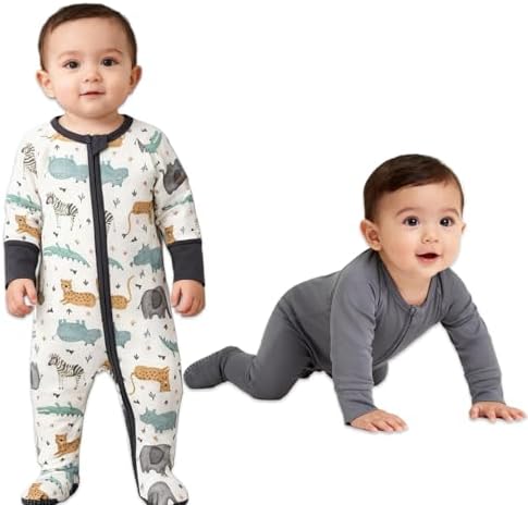 Aablexema Baby Rayon of Bamboo Footed Pajamas Zipper - Image 2
