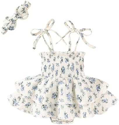 YOUNGER TREE Baby Girl Clothes Infant Summer Romper Dress Sleeveless Bodysuit by YOUNGERTREE