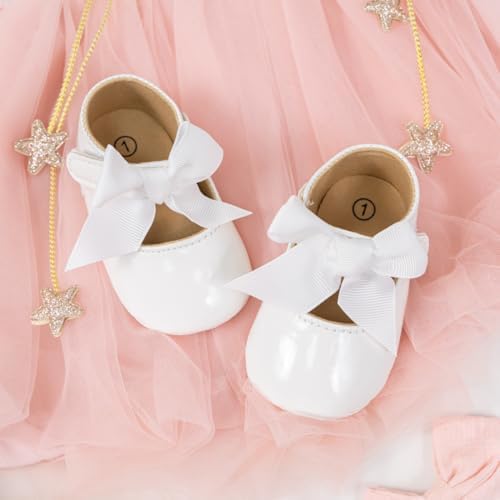 Meckior Infant Baby Girls Soft Sole Bowknot Princess Wedding Dress Mary Jane - Image 6