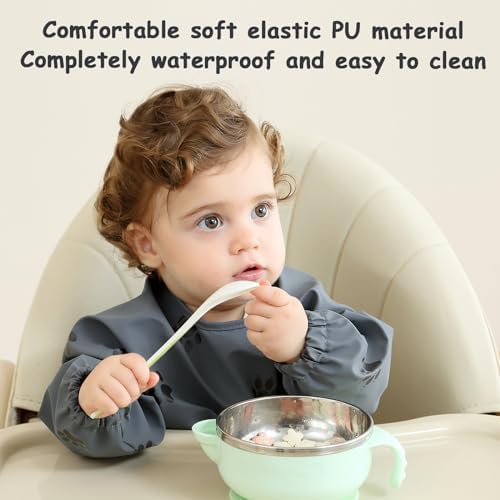 Weaning Bib with Long Sleeves & BLW, Soft and Skin-Friendly Material - Image 3