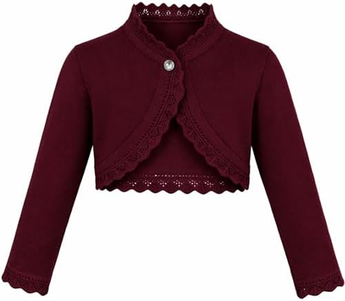 Lilax Little Girls' Knit Long Sleeve Button Closure Bolero Cardigan Shrug by Lilax