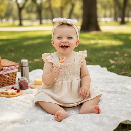 Newborn Baby Girls Summer Clothes Ruffle Sleeveless Pleated Smocked Bubble - Image 4