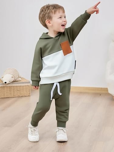 Infant Baby Boy Fall Winter Clothes Outfit Hooded Long Sweatshirt Pant Set - Image 6