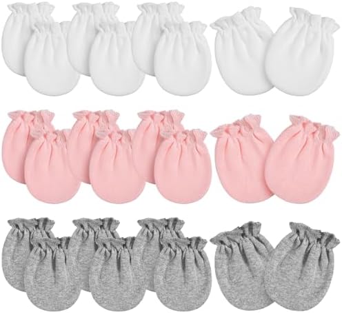 Vabean 12 Pairs Preemie Baby Mittens No Scratch Cotton Premature Baby Gloves by Vabean