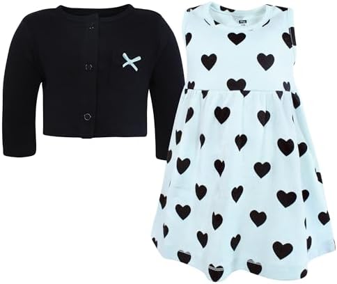 Hudson Baby Infant and Toddler Girls Cotton Dress and Cardigan Set - Image 3