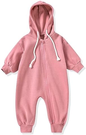 Unutiylo Unisex Baby Boys Girls Long Sleeve Infant Baby Zipper Hooded Jumpsuits by Unutiylo