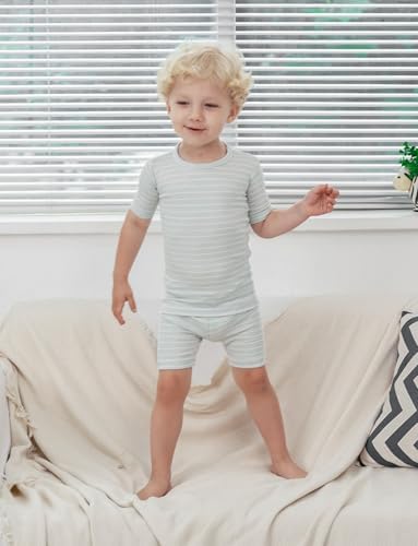 AVAUMA Stripe Pattern Baby Boys Girls Pajama Set Kids Toddler Snug fit Ribbed - Image 4