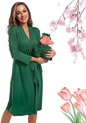 Maternity Robe with Matching Swaddle Blanket Set, Maternity Barhrobe Delivery - Image 2