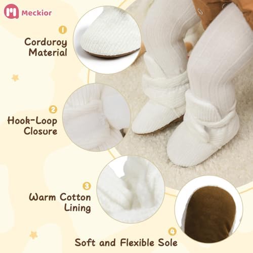 Meckior Newborn Infant Baby Girls Boys Warm Fleece Winter Booties First Walkers - Image 5