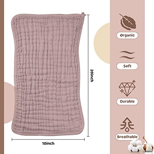 8 Packs Muslin Burp Cloths Large 20" x 10", 6 Layers Unisex Baby Absorbent 100% - Image 3