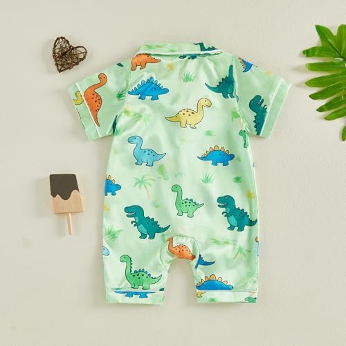 Kuriozud Baby Girl Boy Romper Pajamas Onesie Short Sleeve Button Down Pjs - Image 5