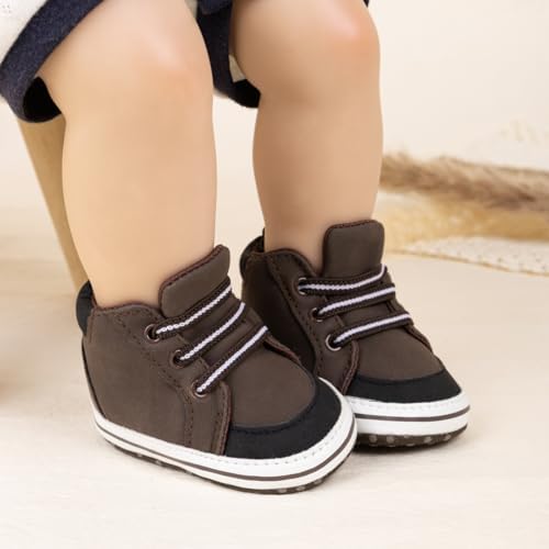 Meckior Toddler Baby Boys Girls High Tops Ankle Sneakers Soft Anti-Slip Sole PU - Image 2