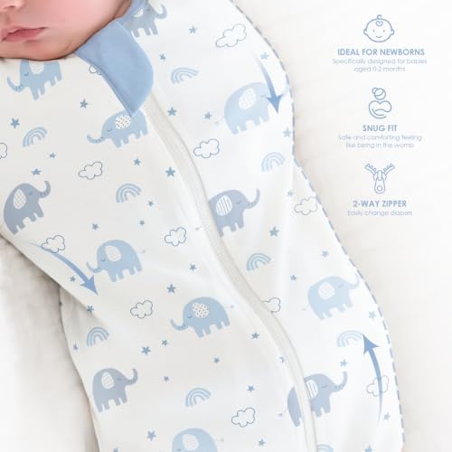Baby Swaddle 0-2 Months, Cotton Arm-In Zipper Sleep Sack, Wearable Blankets Wrap - Image 5