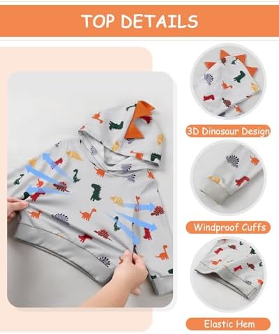 Toddler Baby Boy Clothes Dinosaur Hoodie+Pant 2Pcs Outfit Set 9M-5T - Image 5