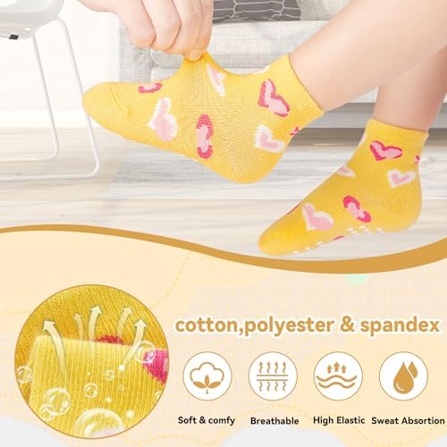 SkiBeaut Baby Toddlers Girls Socks, 12 Pairs Non Slip Kids Grips Toddler Grippy - Image 6