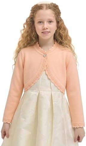 Lilax Little Girls' Knit Long Sleeve Button Closure Bolero Cardigan Shrug - Image 3