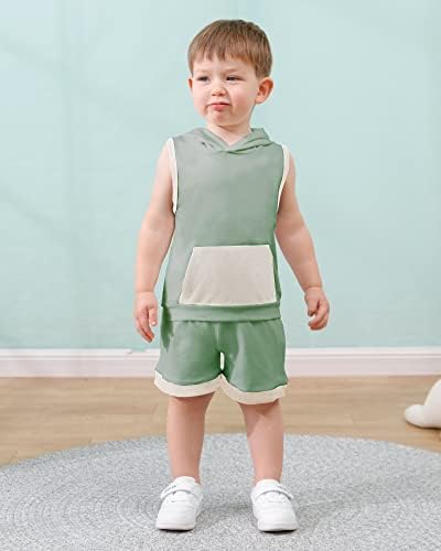 SANMIO Toddler Boy Clothes Summer Outfits Hoodie Tank Tops and Shorts Set - Image 3