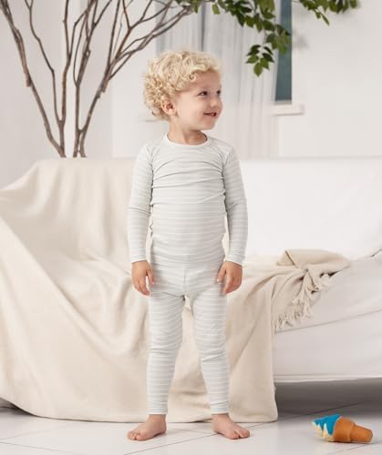 AVAUMA Stripe Pattern Baby Boys Girls Pajama Set Kids Toddler Snug fit Ribbed - Image 2