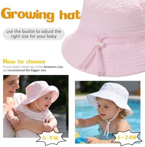 Baby Sun Hat Infant Toddler Summer Cotton Yarn Beach Bucket Hat - Image 5