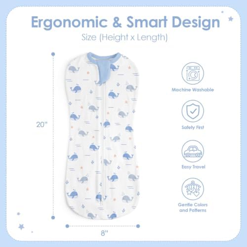 Baby Swaddle 0-2 Months, Cotton Arm-In Zipper Sleep Sack, Wearable Blankets Wrap - Image 2