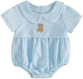 Baby Boy Girl Bubble Romper Short Sleeve Collar Summer Bodysuit by Merqwadd