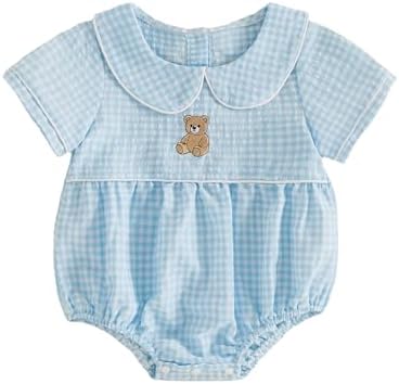 Baby Boy Girl Bubble Romper Short Sleeve Collar Summer Bodysuit by Merqwadd