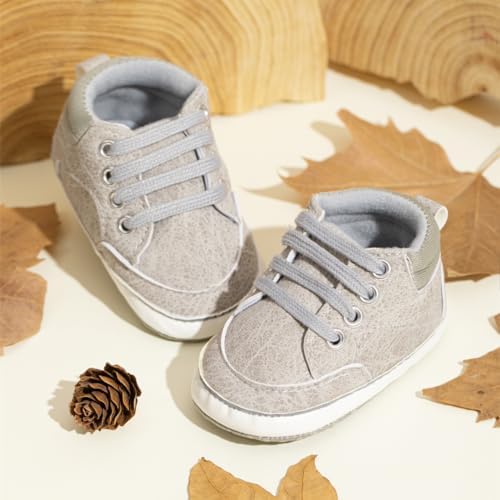 Meckior Toddler Baby Boys Girls High Tops Ankle Sneakers Soft Anti-Slip Sole PU - Image 3
