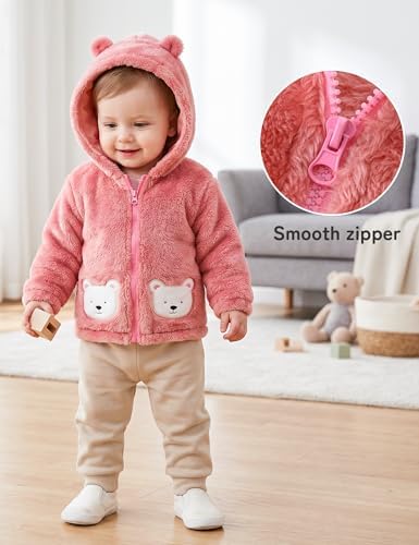 Unisex Baby Fleece Jacket Winter Sherpa Lined Hoodie - Image 4