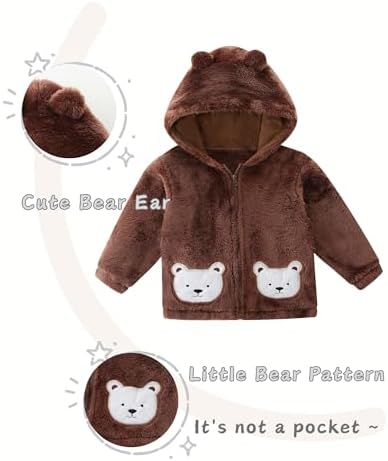 Unisex Baby Fleece Jacket Winter Sherpa Lined Hoodie - Image 3