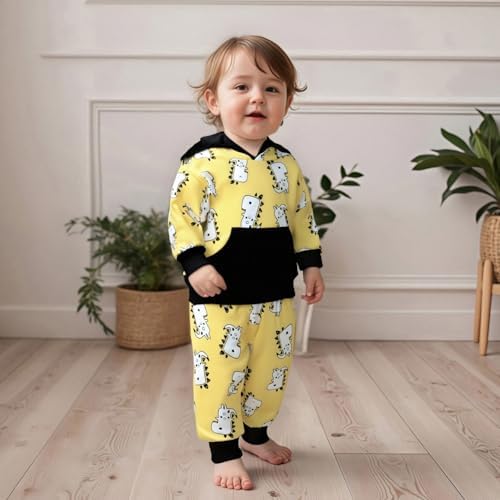 Infant Baby Boy Fall Winter Clothes Outfit Hooded Long Sweatshirt Pant Set - Image 4