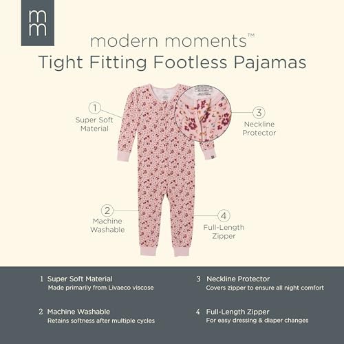 Modern Moments by Gerber Baby Boys & Girls Hacci Footless Pajamas - Image 6