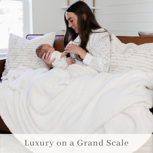 Saranoni Bamboni Oversized Blanket Soft Comfort Couch Bed Ivory X-Large | - Image 5