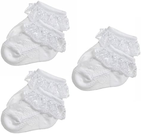 EPEIUS Baby Girl Ruffle Socks, Eyelet Frilly Lace Socks - Image 7