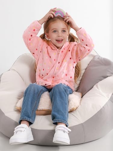 Toddler Baby Girl Fleece Jackets Fall Clothes Hooded Zip Fuzzy Coats - Image 5