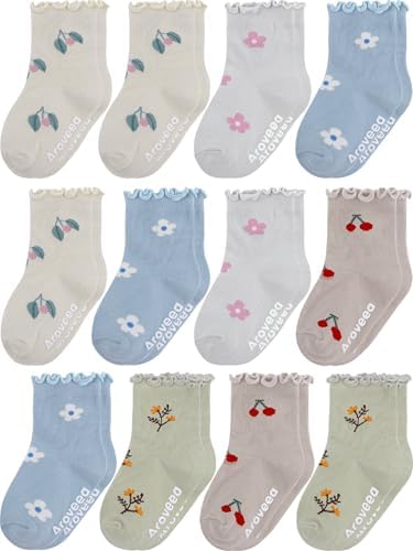 Aroveea Toddler Socks Non Slip Grip Ankle Baby 12 Pack by Aroveea