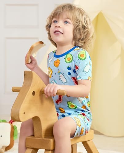 babee Reshinee Bamboo Viscose Toddler Boys Pajamas Set, Short Sleeve Kids - Image 6