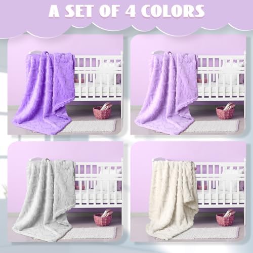 VitalCozy 4 Pcs Fleece Baby Blankets 3D Plush Soft Newborn, Warm Receiving - Image 4