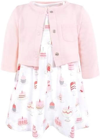 Hudson Baby Infant and Toddler Girls Cotton Dress and Cardigan Set by HudsonBaby