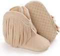 SOFMUO Suede Fringe Baby Cowboy Boots Side Zipper Non Slip Infant Booties by SOFMUO