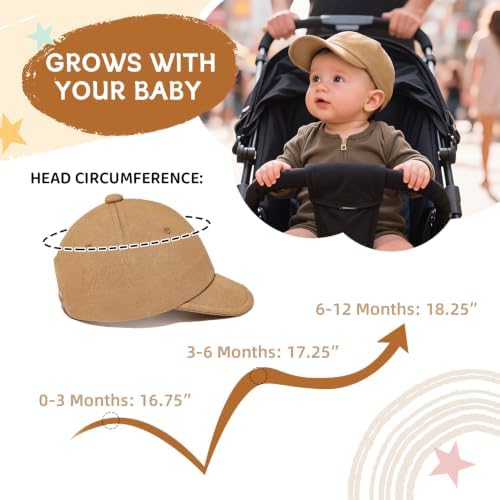 Durio Baby Baseball Cap UPF 50+ Infant Sun Hat Elastic Back 0-12 Months - Image 7