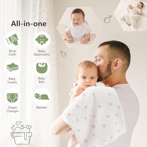 Susurration Muslin Burp Cloths 24x24 Inches Ultra Soft 100% Cotton | 7 Pack - Image 3