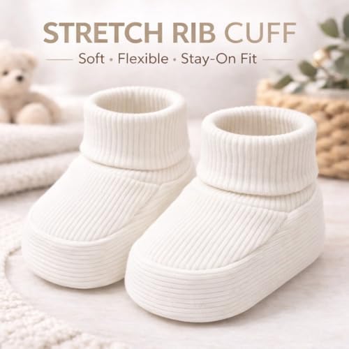 CEOBABY Baby Booties 0–3 Months, Newborn Shoes, Soft Cotton Infant Bootie Socks - Image 2
