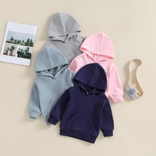 Toddler Baby Boy Girl Hoodies Solid Color Long Sleeve Kangaroo Pocket Hooded - Image 7