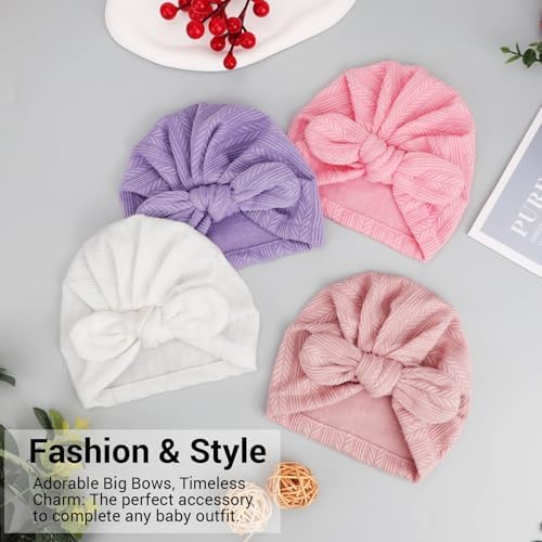DRESHOW BQUBO Newborn Baby Bow Knot Turban Hat Hospital Hat Baby Infant Beanie - Image 4