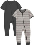Jimonda Baby Romper Short Sleeve Cotton Pajamas 2-Way Zipper by JimondaBaby