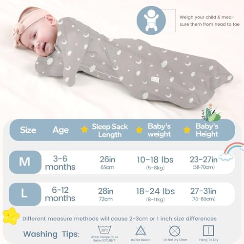 ZIGJOY Swaddle Sleep Sack 6-12 Months, 1.0 Tog Cotton Baby Swaddle Blanket - Image 2