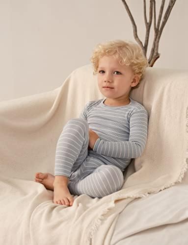 AVAUMA Stripe Pattern Baby Boys Girls Pajama Set Kids Toddler Snug fit Ribbed - Image 5