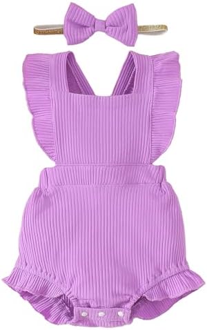 Fullfamous Baby Girl Ruffled Jumpsuit and Headband Set by Fullfamous