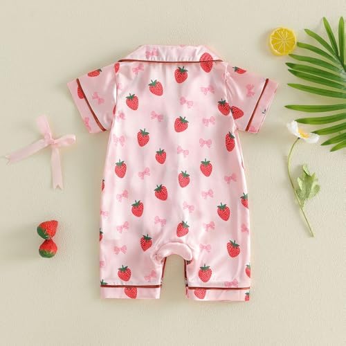 Kuriozud Baby Girl Boy Romper Pajamas Onesie Short Sleeve Button Down Pjs - Image 7